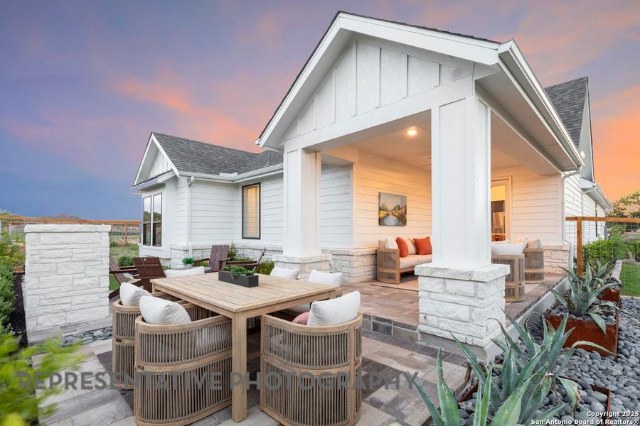 Front exterior of a new home in The Crossvine, Schertz, TX, highlighting curb appeal (Image 2). Front exterior of a new home in The Crossvine, Schertz, TX, highlighting curb appeal (Image 2).