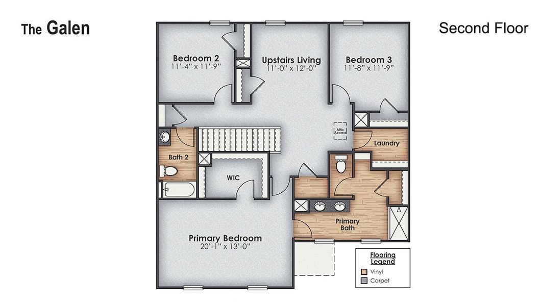2D floor plan layout of this home in Saltgrass Landing, Winnabow, NC (Image 5).