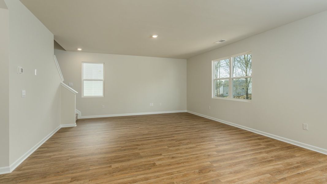 Representative unfurnished interior of a home built from the Mansfield by D.R. Horton in Brooks Station, Dacula (Image 9). Representative unfurnished interior of a home built from the Mansfield by D.R. Horton in Brooks Station, Dacula (Image 9).