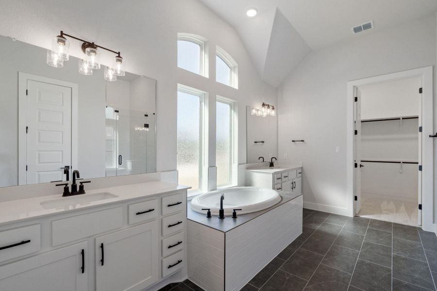 Primary Bath retreat with dual vanities & garden tub Primary Bath retreat with dual vanities & garden tub