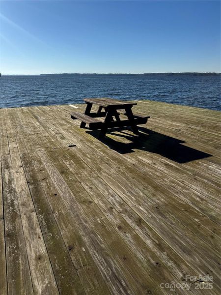 Picnic table at community dock Picnic table at community dock