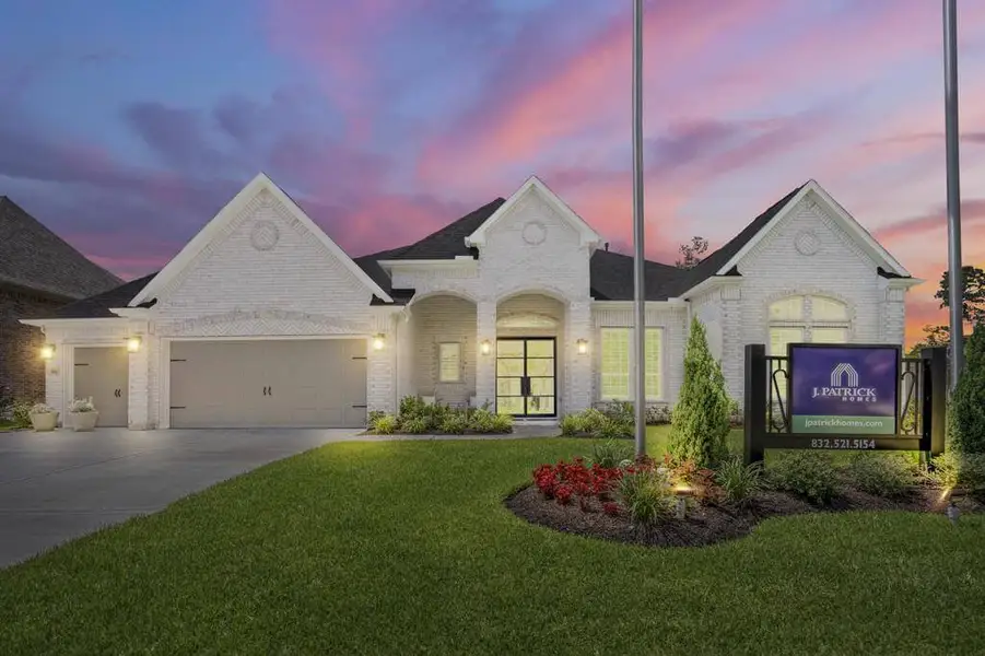 Representative exterior photo of a completed home built from the Raleigh 3530.3 by J. Patrick Homes in Jubilee 80′ Lots, Hockley, TX (Image 2).