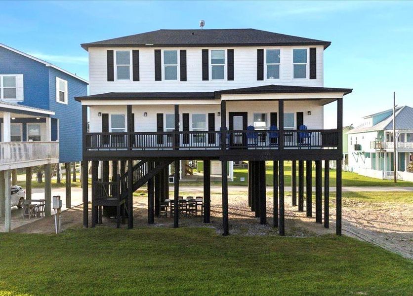 Exterior details and patio area of a home in , Crystal Beach (Image 1). Exterior details and patio area of a home in , Crystal Beach (Image 1).