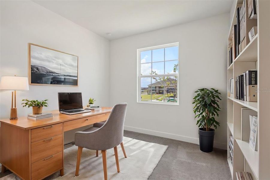 Secondary Bedroom - Staged as Office - Virtually Staged