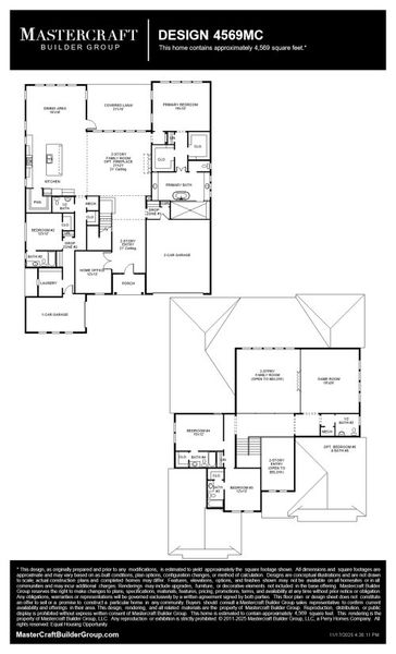 2D floor plan layout for the 4569MC by MasterCraft Builder Group in SilverLeaf, St. Augustine, FL (Image 3).