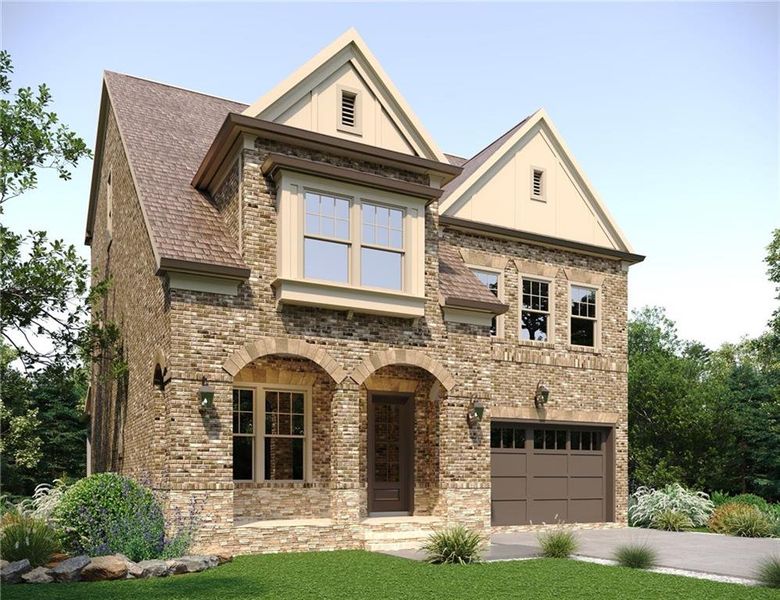 Front exterior of a new home in Laurel View, Suwanee, GA, highlighting curb appeal (Image 1). Front exterior of a new home in Laurel View, Suwanee, GA, highlighting curb appeal (Image 1).