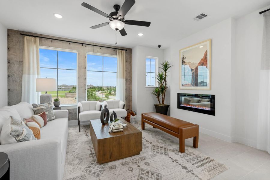 Furnished interior view inside a new home in Bridgeland, Cypress (Image 10). Furnished interior view inside a new home in Bridgeland, Cypress (Image 10).
