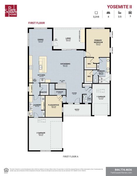 2D floor plan layout for the Yosemite II by Park Square Residential in The Sanctuary at Seaire, Parrish, FL (Image 3).