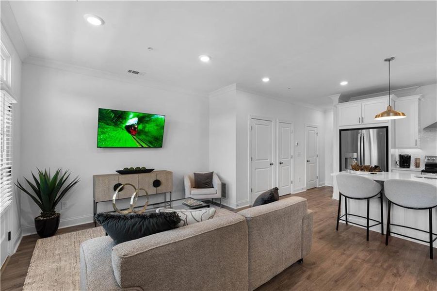 Furnished interior view inside a new home in Market Square at Sawnee Village, Cumming (Image 7). Furnished interior view inside a new home in Market Square at Sawnee Village, Cumming (Image 7).
