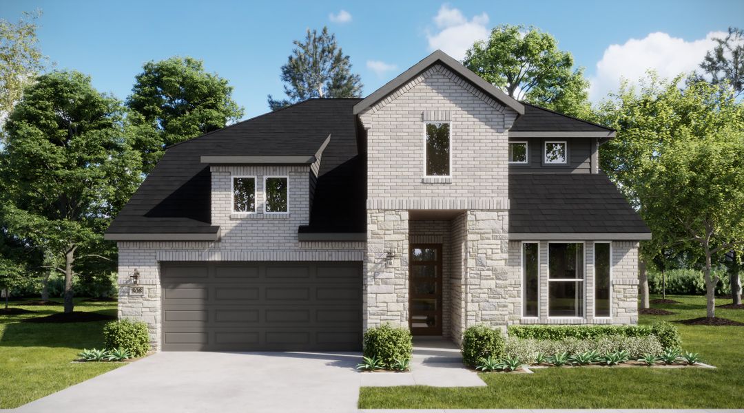 Representative exterior photo of a completed home built from the Retreat by Risewell Homes in Meadow Park at The Meadows, Krugerville, TX (Image 3).