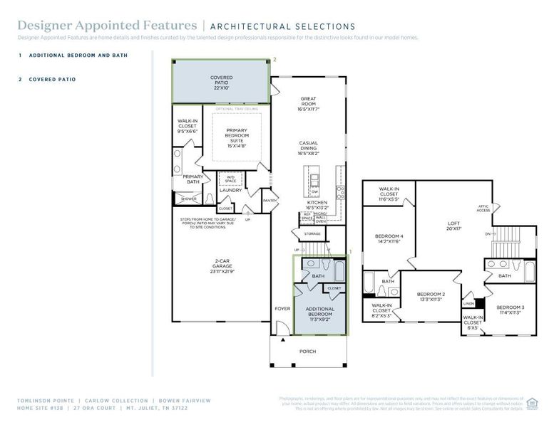 2D floor plan layout of this home in Tomlinson Pointe, Mount Juliet, TN (Image 4).