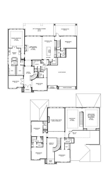 2D floor plan layout of this home in Santa Rita Ranch 90', Liberty Hill, TX (Image 2).