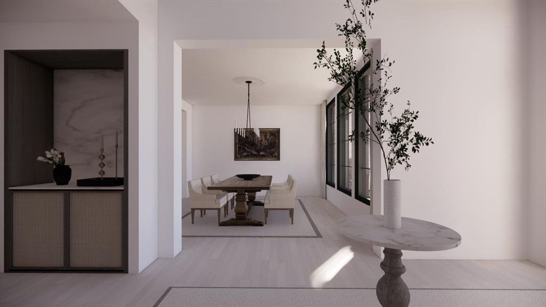 Dining room featuring light wood-style flooring