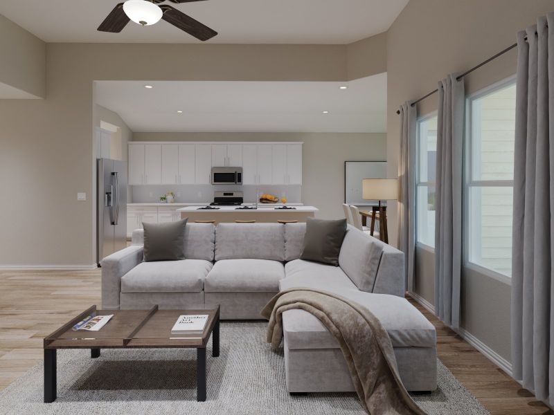 Furnished interior view inside a new home in Lakehaven - Premier Series, Farmersville (Image 4). Furnished interior view inside a new home in Lakehaven - Premier Series, Farmersville (Image 4).