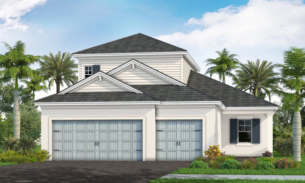 Representative exterior photo of a completed home built from the Lighthouse by Neal Communities in Palm Grove, Lakewood Ranch, FL (Image 1).