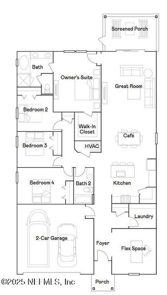 2D floor plan layout of this home in Shearwater: Shearwater - Single Family, St. Augustine, FL (Image 3).