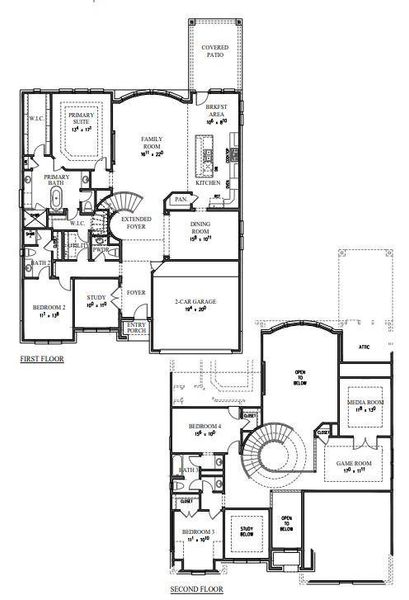 2D floor plan layout of this home in Santa Rita Ranch - 60', Liberty Hill, TX (Image 5). 2D floor plan layout of this home in Santa Rita Ranch - 60', Liberty Hill, TX (Image 5).