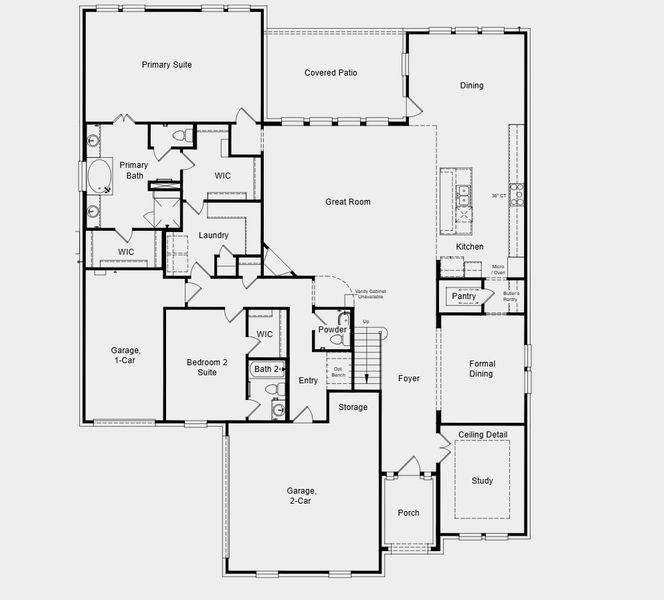 2D floor plan layout for the Concerto by Taylor Morrison in The Ranch at Uptown Celina 70s, Celina, TX (Image 3). 2D floor plan layout for the Concerto by Taylor Morrison in The Ranch at Uptown Celina 70s, Celina, TX (Image 3).