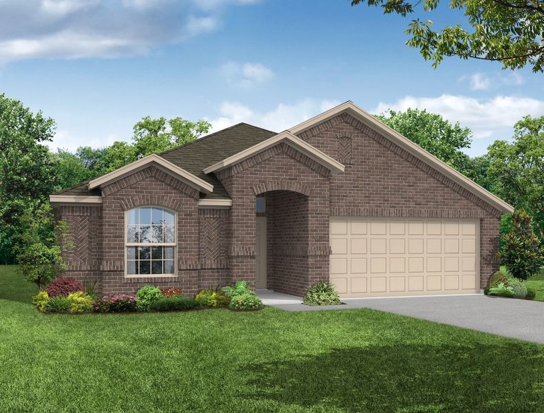 Representative exterior photo of a completed home built from the Austin by Impression Homes in De Berry Reserve, Royse City, TX (Image 7). Representative exterior photo of a completed home built from the Austin by Impression Homes in De Berry Reserve, Royse City, TX (Image 7).