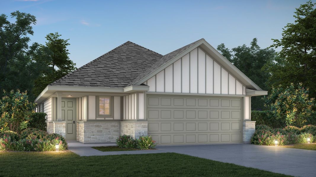 Representative exterior photo of a completed home built from the The Wildflower by Legend Homes in Hickory Ridge, Elmendorf, TX (Image 23).
