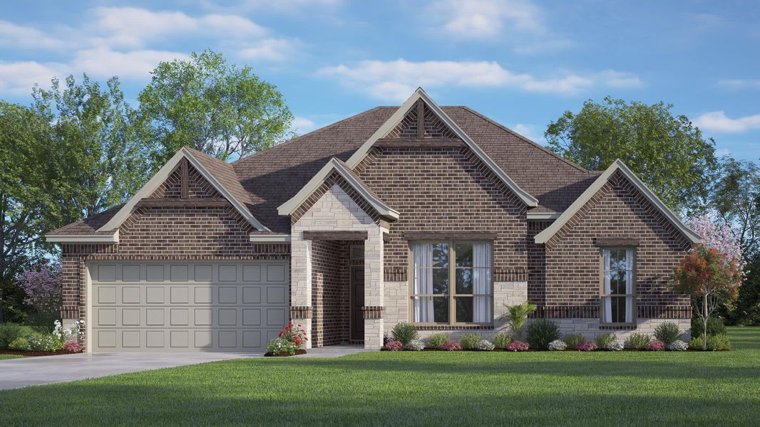 Elevation B with Stone | Concept 2027 at Villages of Walnut Grove in Midlothian, TX by Landsea Homes