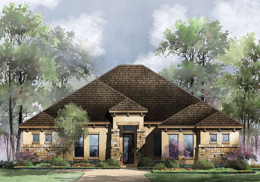 Calais Floor Plan in Highland Estates, San Antonio | Sitterle Homes Elevation A Calais Floor Plan in Highland Estates, San Antonio | Sitterle Homes Elevation A