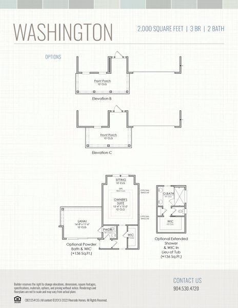 2D floor plan layout for the Washington by Riverside Homes in Mariposa at EverRange, Jacksonville, FL (Image 7).