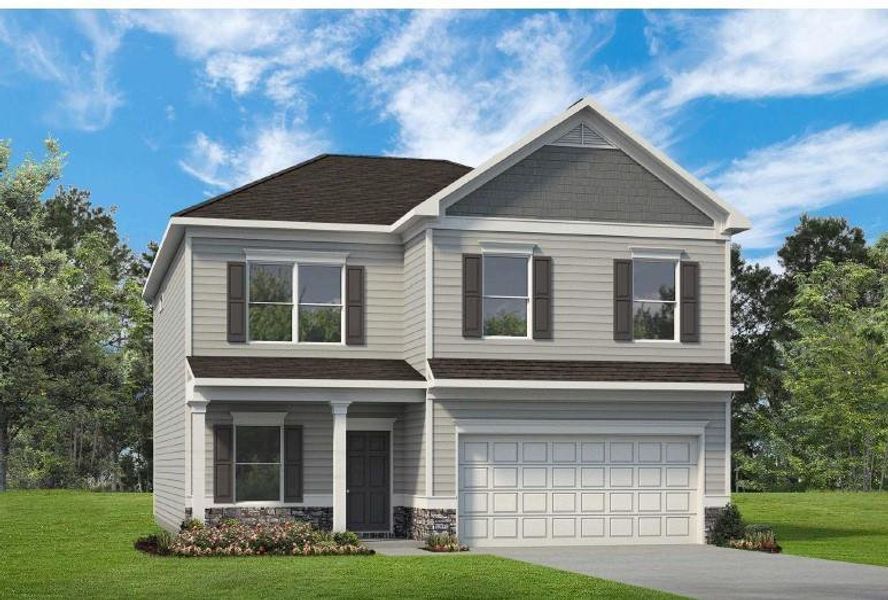 Front exterior of a new home in Chestnut Creek Crossing, Collegedale, TN, highlighting curb appeal (Image 1). Front exterior of a new home in Chestnut Creek Crossing, Collegedale, TN, highlighting curb appeal (Image 1).