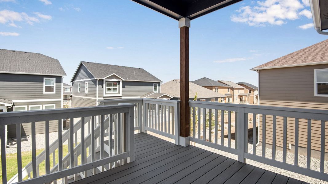 Exterior details and patio area of a home in Trails at Crowfoot, Parker (Image 25).