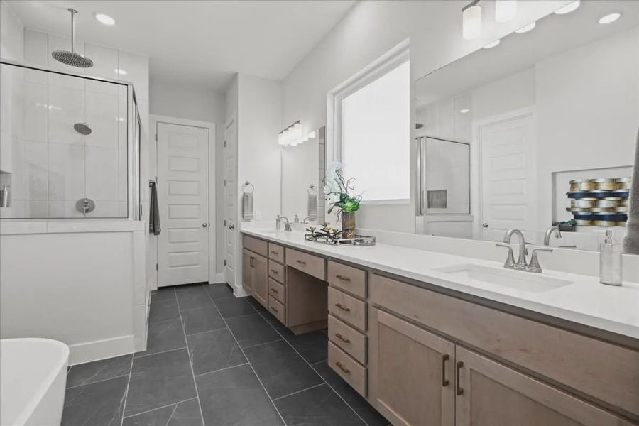 Representative furnished interior of a home built from the Draco by Chesmar Homes in The Grove at Blackhawk, Pflugerville (Image 10).