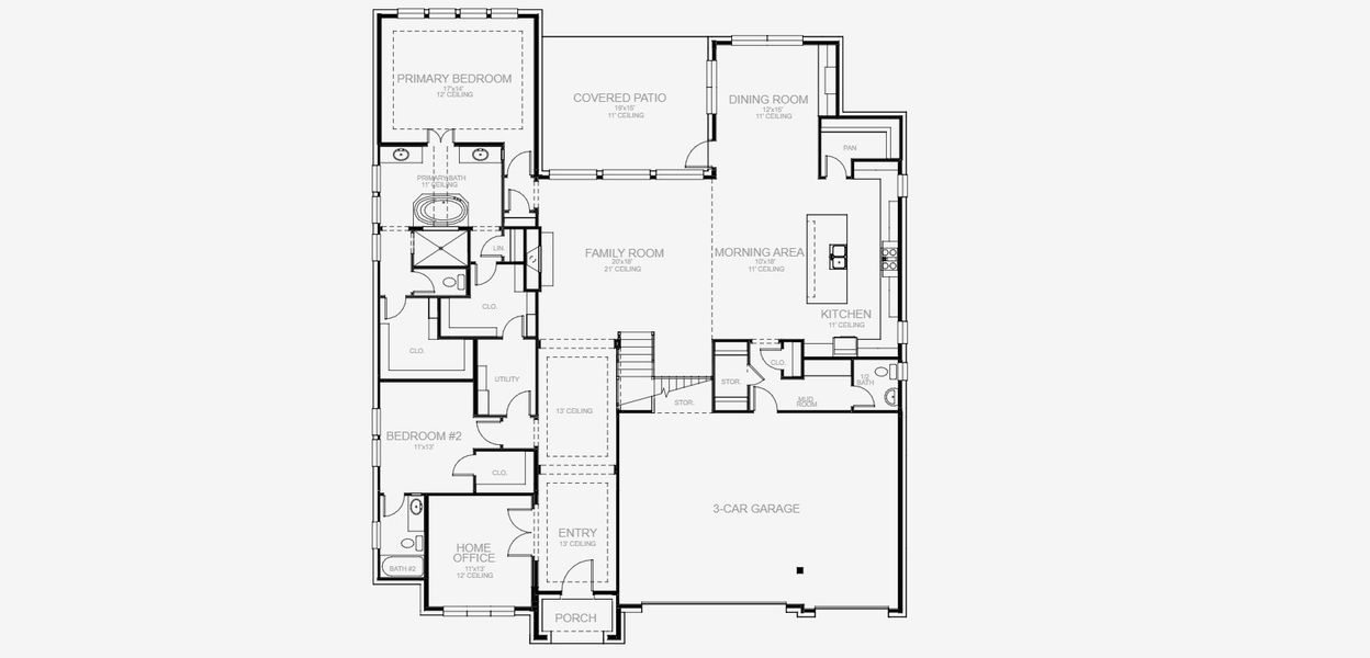 2D floor plan layout for the 4320W by Perry Homes in Legacy Prairie at Katy Court, Katy, TX (Image 4).