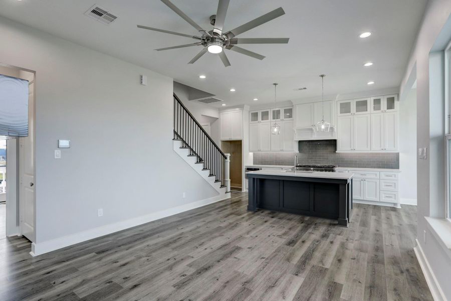 An intimate setting joins the living, kitchen & dining area. Dining room bump out is located on the right of this photo not seen. An intimate setting joins the living, kitchen & dining area. Dining room bump out is located on the right of this photo not seen.