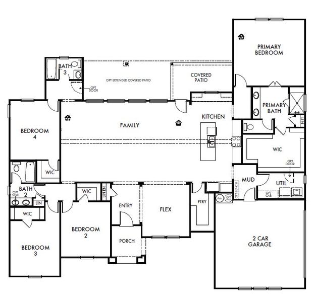 2D floor plan layout for the Sycamore by Impression Homes in Estates of Palmer, Palmer, TX (Image 3).