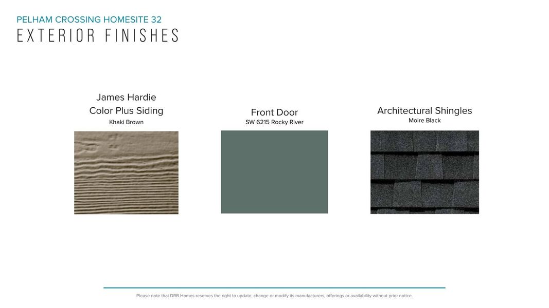 Sample of building materials used in homes in Pelham Crossing, Greenville (Image 6).