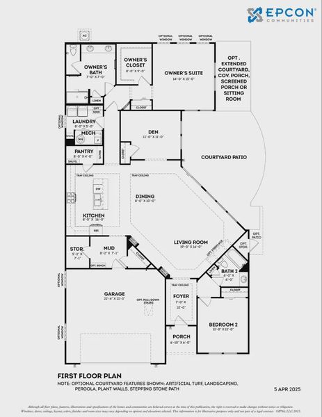 2D floor plan layout for the Promenade by Epcon Communities in The Courtyards at Bailey Farms, Dacula, GA (Image 5).