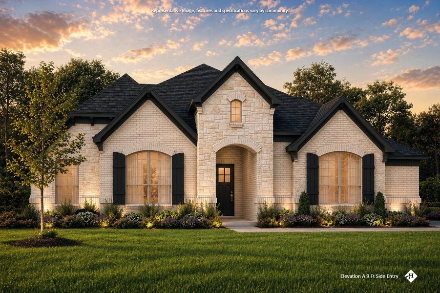 Front exterior of a new home in Hayes Crossing, Midlothian, TX, highlighting curb appeal (Image 17).