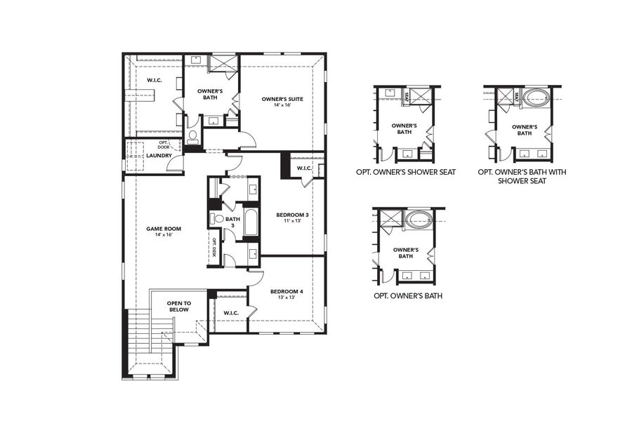 2D floor plan layout for the Tahiti by DRB Homes in Prominence, San Antonio, TX (Image 4).