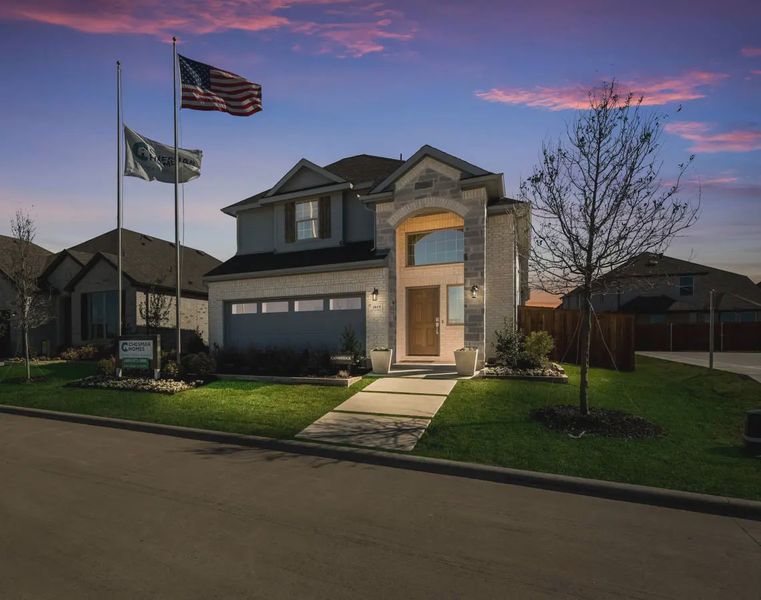 Representative exterior photo of a completed home built from the Cambridge by Chesmar Homes in Heartland 40's, Heartland, TX (Image 17).