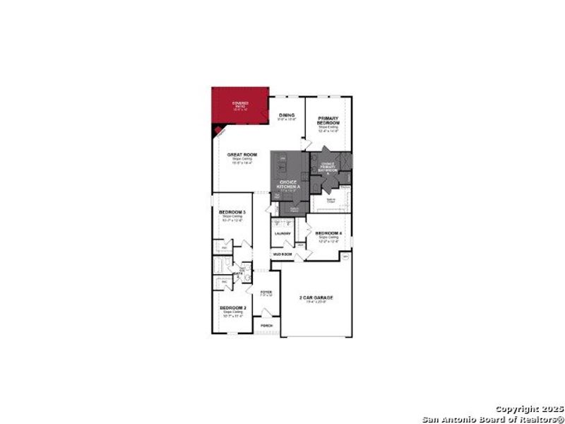2D floor plan layout of this home in Weltner Farms, New Braunfels, TX (Image 2).