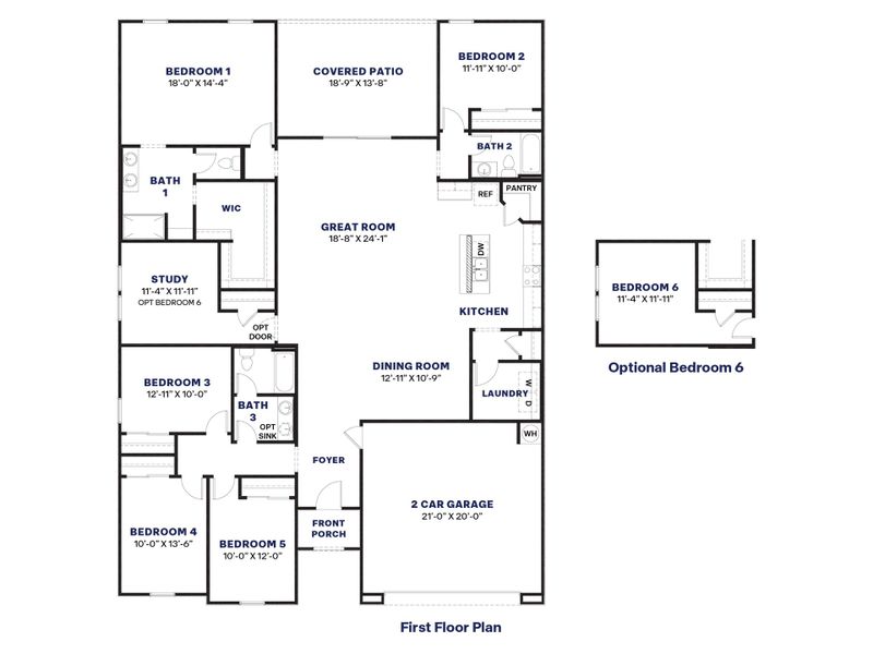 2D floor plan layout for the Irving by D.R. Horton in Quail Ranch, San Tan Valley, AZ (Image 4).