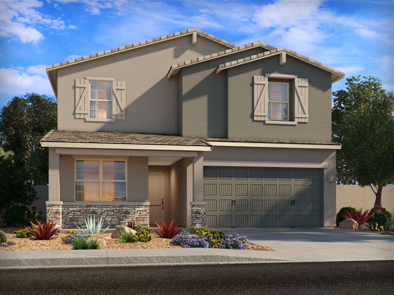 Representative exterior photo of a completed home built from the Emerald by Meritage Homes in Alamar at Rocking K, Vail, AZ (Image 2).