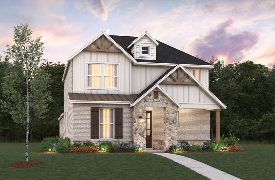 Representative exterior photo of a completed home built from the Conroe by Beazer Homes in Treeline, Justin, TX (Image 2).