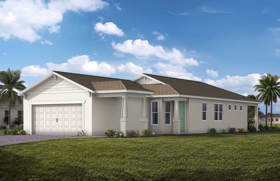 Representative exterior photo of a completed home built from the Flagstone by Pulte Homes in SeaFlower, Bradenton, FL (Image 18). Representative exterior photo of a completed home built from the Flagstone by Pulte Homes in SeaFlower, Bradenton, FL (Image 18).