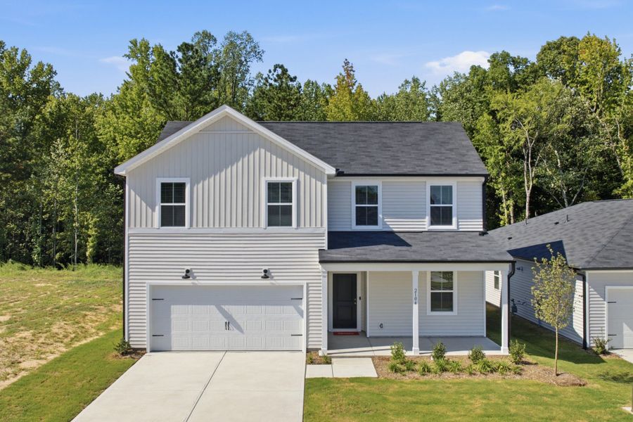 Front exterior of a new home in Carpenter Falls, Durham, NC, highlighting curb appeal (Image 28).
