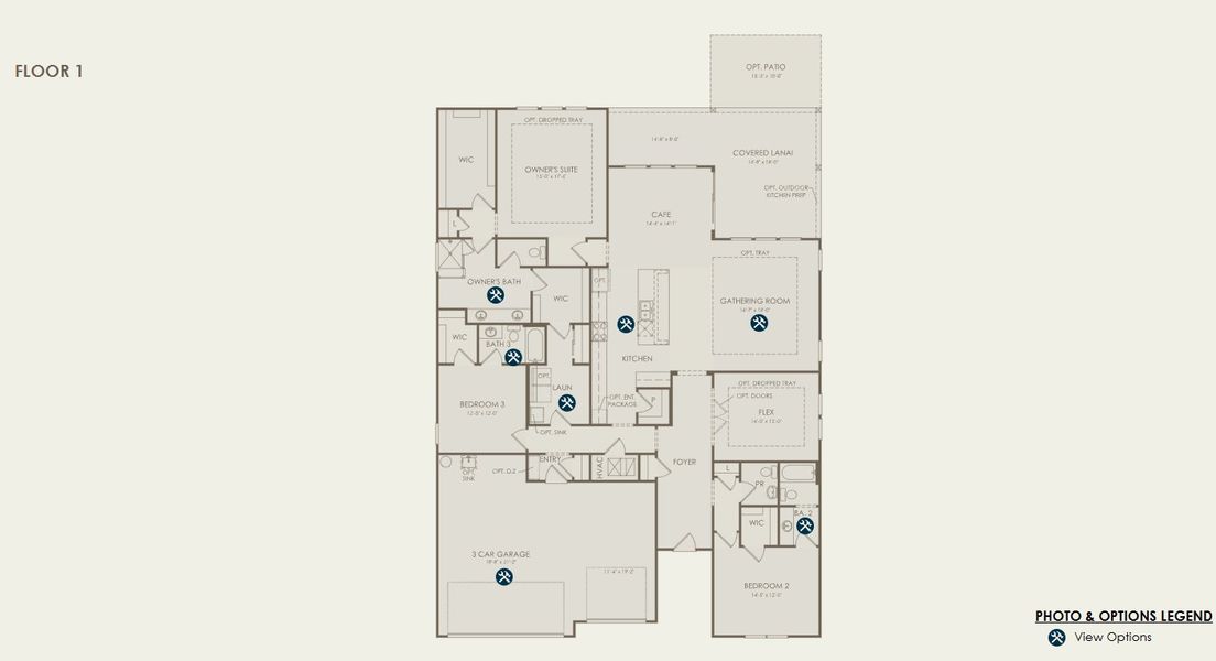 2D floor plan layout for the Renown by Pulte Homes in Terrapin Creek, Jacksonville, FL (Image 3).