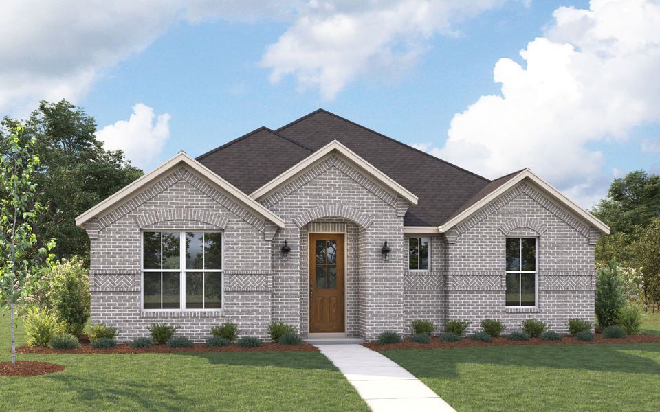 Representative exterior photo of a completed home built from the Conroe by Mattamy Homes in Bridges at Preston Crossings, Gunter, TX (Image 2). Representative exterior photo of a completed home built from the Conroe by Mattamy Homes in Bridges at Preston Crossings, Gunter, TX (Image 2).