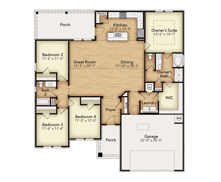 2D floor plan layout for the The Liberty by Herbst Homes in Prosperity Point, Milton, FL (Image 5).