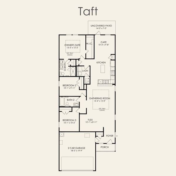 2D floor plan layout for the Taft by Pulte Homes in Crosswinds, Kyle, TX (Image 4).