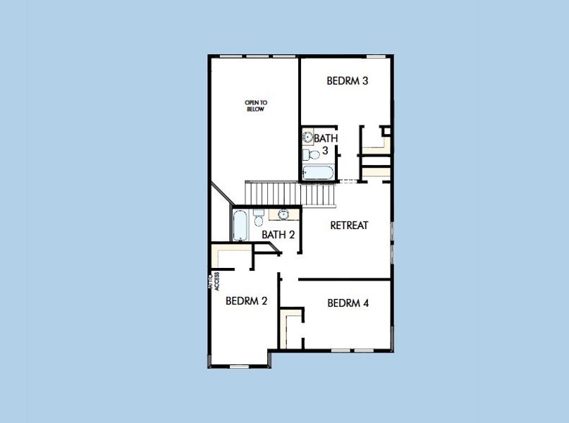 2D floor plan layout for the The Rosemary by David Weekley Homes in Legacy, League City, TX (Image 4).