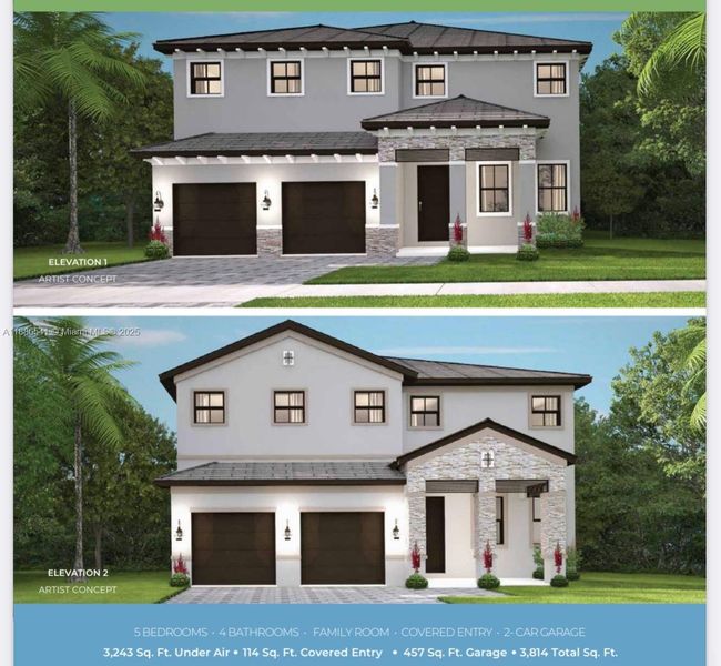 Exterior rendering of this home design in , Homestead, FL (Image 2).